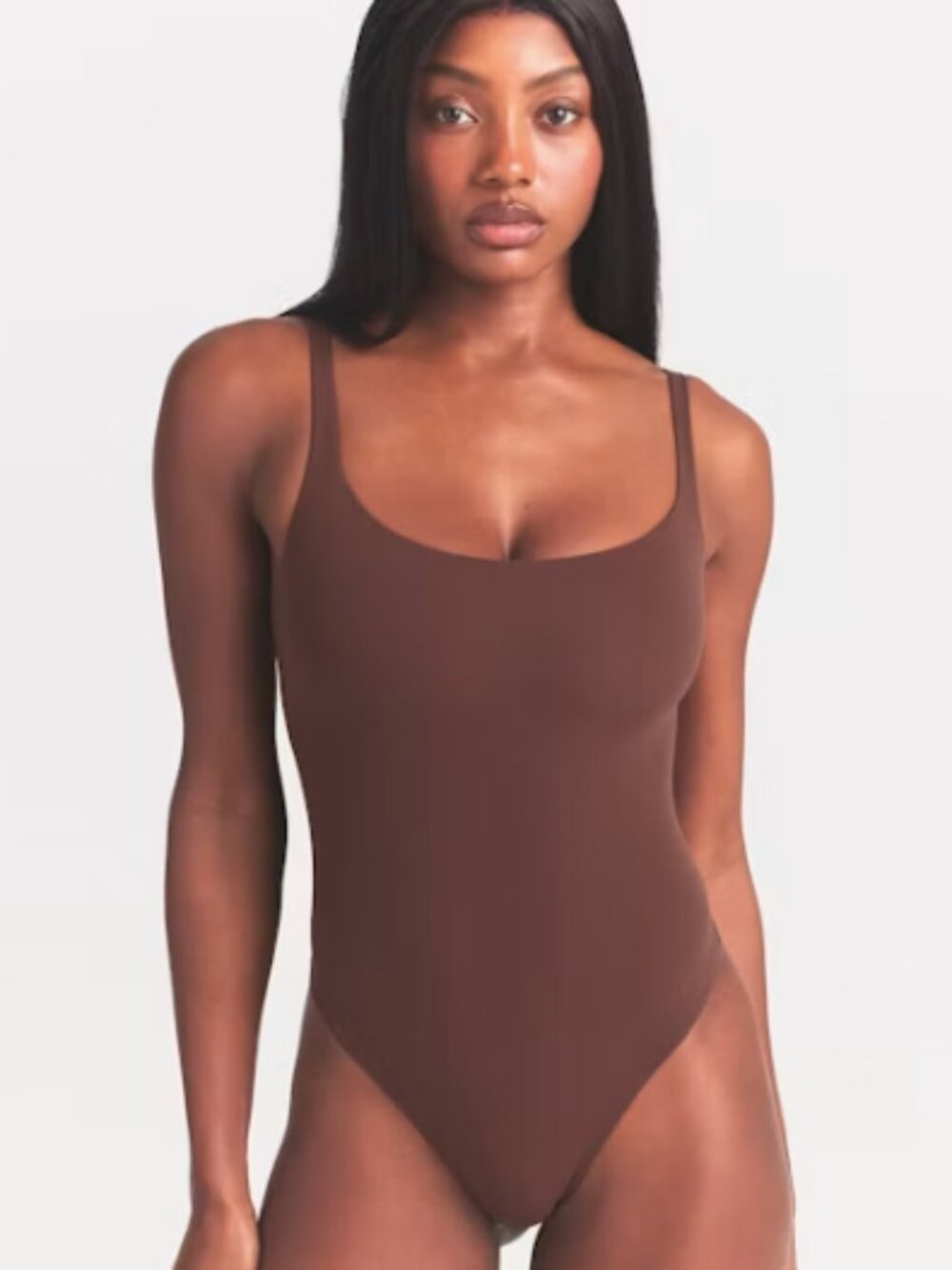 SKIMS NWT Fits Everybody Square Neck Bodysuit Small Cocoa